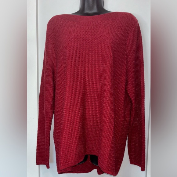 ❣️SOLD❣️ Northern Reflections Gorgeous Red Sparkle Fine Knit Sweater Top - Picture 10 of 11